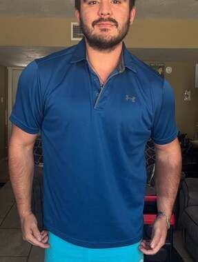 Under Armour HeatGear Polo Shirt Blue Size Large